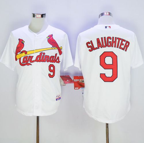 Cardinals #9 Enos Slaughter White Cool Base Stitched MLB Jersey - Click Image to Close